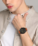 Buy Shop Fossil Bronson Black Dial Brown Leather Strap Watch for Men - FS5714 USA Online