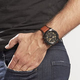 Buy Shop Fossil Bronson Black Dial Brown Leather Strap Watch for Men - FS5714 USA Online
