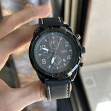 Buy Shop Fossil Bronson Chronograph Black Dial Black Leather Strap Watch for Men - FS5874 USA Online