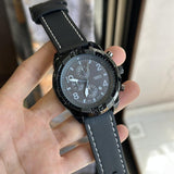 Buy Shop Fossil Bronson Chronograph Black Dial Black Leather Strap Watch for Men - FS5874 USA Online