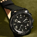 Buy Shop Fossil Bronson Chronograph Black Dial Black Leather Strap Watch for Men - FS5874 USA Online