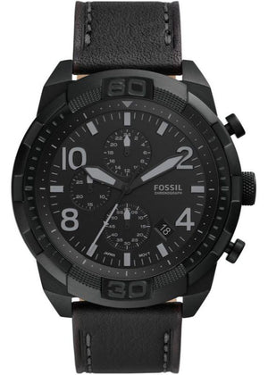 Buy Shop Fossil Bronson Chronograph Black Dial Black Leather Strap Watch for Men - FS5874 USA Online