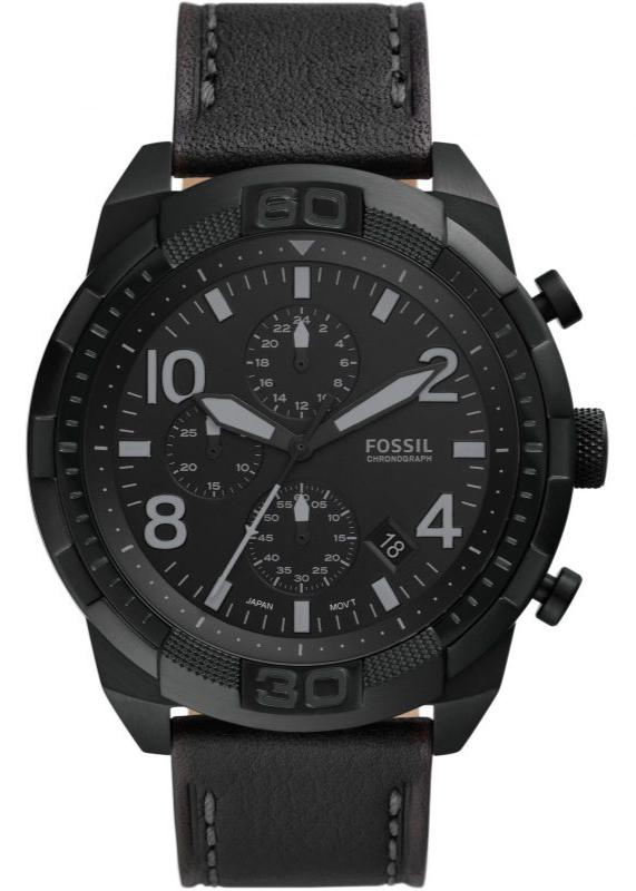 Buy Shop Fossil Bronson Chronograph Black Dial Black Leather Strap Watch for Men - FS5874 USA Online