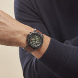 Buy Shop Fossil Bronson Chronograph Black Dial Brown Leather Strap Watch for Men - FS5856 USA Online