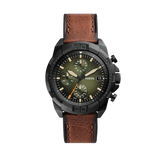 Buy Shop Fossil Bronson Chronograph Black Dial Brown Leather Strap Watch for Men - FS5856 USA Online