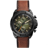 Buy Shop Fossil Bronson Chronograph Black Dial Brown Leather Strap Watch for Men - FS5856 USA Online
