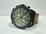 Fossil Bronson Chronograph Black Dial Brown Leather Strap Watch for Men - FS5856