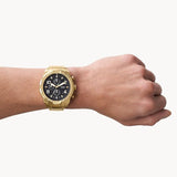 Buy Shop Fossil Bronson Chronograph Black Dial Gold Steel Strap Watch for Men - FS5877 USA Online