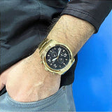 Buy Shop Fossil Bronson Chronograph Black Dial Gold Steel Strap Watch for Men - FS5877 USA Online
