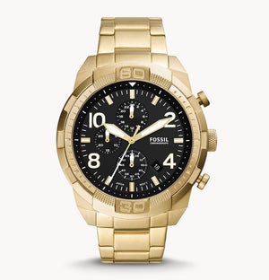 Buy Shop Fossil Bronson Chronograph Black Dial Gold Steel Strap Watch for Men - FS5877 USA Online
