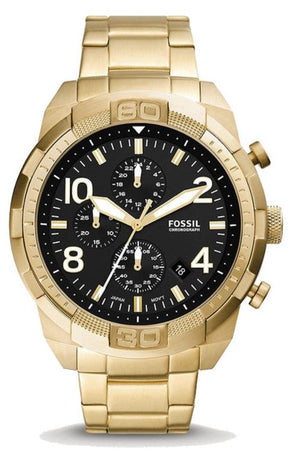 Buy Shop Fossil Bronson Chronograph Black Dial Gold Steel Strap Watch for Men - FS5877 USA Online