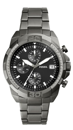 Buy Shop Fossil Bronson Chronograph Black Dial Grey Steel Strap Watch for Men - FS5852 USA Online