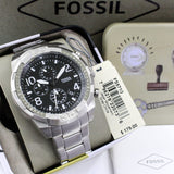 Buy Shop Fossil Bronson Chronograph Black Dial Silver Steel Strap Watch for Men - FS5710 USA Online
