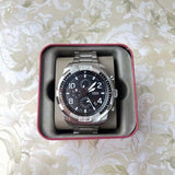 Buy Shop Fossil Bronson Chronograph Black Dial Silver Steel Strap Watch for Men - FS5710 USA Online