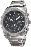 Buy Shop Fossil Bronson Chronograph Black Dial Silver Steel Strap Watch for Men - FS5710 USA Online