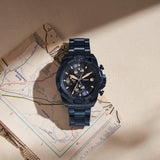 Buy Shop Fossil Bronson Chronograph Blue Dial Blue Steel Strap Watch for Men - FS5916 USA Online