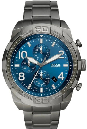 Buy Shop Fossil Bronson Chronograph Blue Dial Grey Steel Strap Watch for Men - FS5711 USA Online