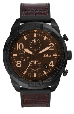 Buy Shop Fossil Bronson Chronograph Brown Dial Brown Leather Strap Watch for Men - FS5713 USA Online