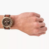 Buy Shop Fossil Bronson Chronograph Brown Dial Brown Leather Strap Watch for Men - FS5857 USA Online