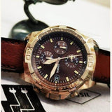 Buy Shop Fossil Bronson Chronograph Brown Dial Brown Leather Strap Watch for Men - FS5857 USA Online
