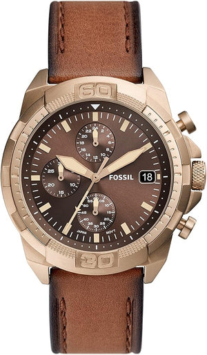 Buy Shop Fossil Bronson Chronograph Brown Dial Brown Leather Strap Watch for Men - FS5857 USA Online