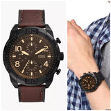 Buy Shop Fossil Bronson Chronograph Brown Dial Brown Leather Strap Watch for Men - FS5875 USA Online