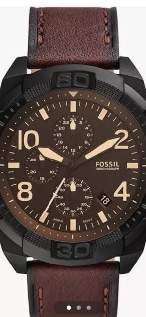 Buy Shop Fossil Bronson Chronograph Brown Dial Brown Leather Strap Watch for Men - FS5875 USA Online