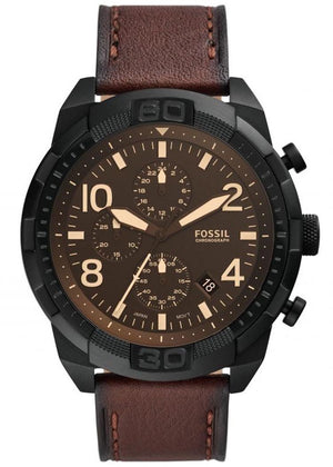 Buy Shop Fossil Bronson Chronograph Brown Dial Brown Leather Strap Watch for Men - FS5875 USA Online