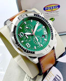 Buy Shop Fossil Bronson Chronograph Green Dial Brown Leather Strap Watch for Men - FS5738 USA Online