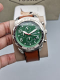 Buy Shop Fossil Bronson Chronograph Green Dial Brown Leather Strap Watch for Men - FS5738 USA Online