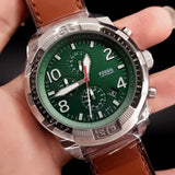 Buy Shop Fossil Bronson Chronograph Green Dial Brown Leather Strap Watch for Men - FS5738 USA Online