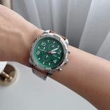 Buy Shop Fossil Bronson Chronograph Green Dial Brown Leather Strap Watch for Men - FS5738 USA Online