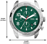 Buy Shop Fossil Bronson Chronograph Green Dial Brown Leather Strap Watch for Men - FS5738 USA Online