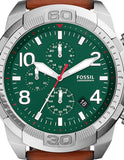 Buy Shop Fossil Bronson Chronograph Green Dial Brown Leather Strap Watch for Men - FS5738 USA Online