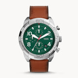 Buy Shop Fossil Bronson Chronograph Green Dial Brown Leather Strap Watch for Men - FS5738 USA Online