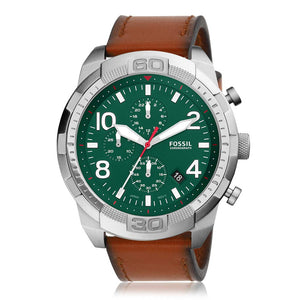 Buy Shop Fossil Bronson Chronograph Green Dial Brown Leather Strap Watch for Men - FS5738 USA Online