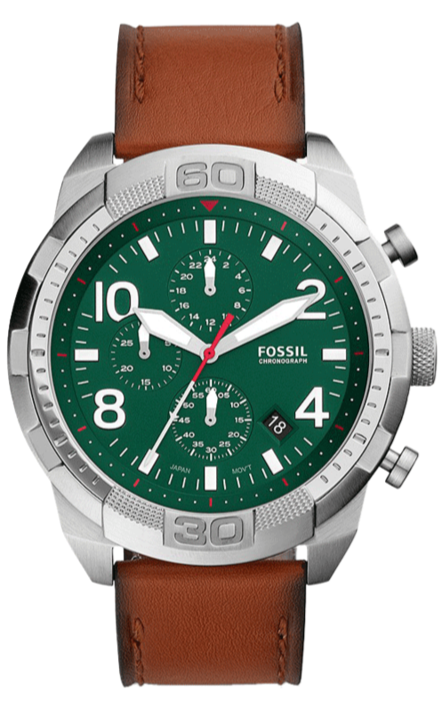 Buy Shop Fossil Bronson Chronograph Green Dial Brown Leather Strap Watch for Men - FS5738 USA Online