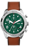 Buy Shop Fossil Bronson Chronograph Green Dial Brown Leather Strap Watch for Men - FS5738 USA Online
