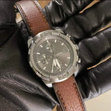 Buy Shop Fossil Bronson Chronograph Grey Dial Brown Leather Strap Watch for Men - FS5855 USA Online