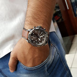 Buy Shop Fossil Bronson Chronograph Grey Dial Brown Leather Strap Watch for Men - FS5855 USA Online