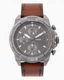 Buy Shop Fossil Bronson Chronograph Grey Dial Brown Leather Strap Watch for Men - FS5855 USA Online
