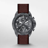 Buy Shop Fossil Bronson Chronograph Grey Dial Brown Leather Strap Watch for Men - FS5855 USA Online
