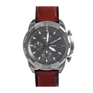 Buy Shop Fossil Bronson Chronograph Grey Dial Brown Leather Strap Watch for Men - FS5855 USA Online