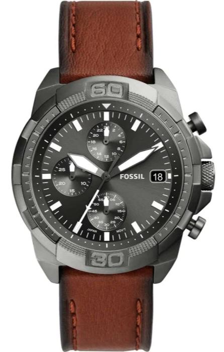 Buy Shop Fossil Bronson Chronograph Grey Dial Brown Leather Strap Watch for Men - FS5855 USA Online
