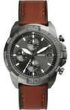 Buy Shop Fossil Bronson Chronograph Grey Dial Brown Leather Strap Watch for Men - FS5855 USA Online