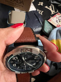 Buy Shop Fossil Bronson Chronograph Luggage Blue Dial Brown Leather Strap Watch for Men - FS5829 USA Online
