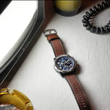 Buy Shop Fossil Bronson Chronograph Luggage Blue Dial Brown Leather Strap Watch for Men - FS5829 USA Online