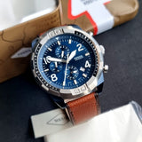 Buy Shop Fossil Bronson Chronograph Luggage Blue Dial Brown Leather Strap Watch for Men - FS5829 USA Online