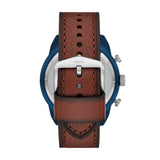 Buy Shop Fossil Bronson Chronograph Luggage Blue Dial Brown Leather Strap Watch for Men - FS5829 USA Online
