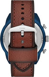 Buy Shop Fossil Bronson Chronograph Luggage Blue Dial Brown Leather Strap Watch for Men - FS5829 USA Online